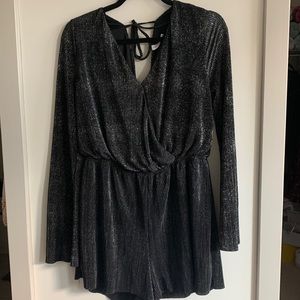 Black and Silver Open back Romper